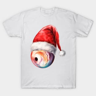 Christmas Bowling Ball  in Santa Hat T-Shirt